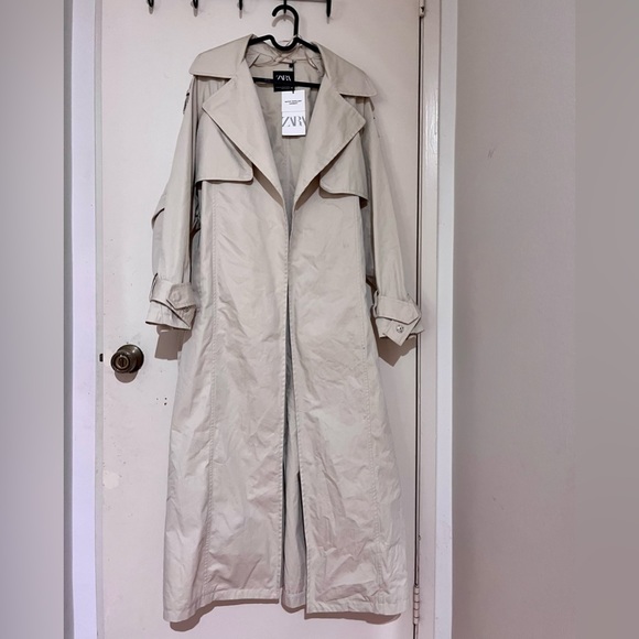 Zara Waxed Cotton Duffel Coat XS Sand 4391/870 Tag Included - Picture 2 of 9